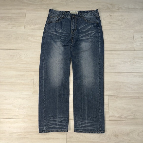 Ecko Unltd. Other - Vintage Y2K Ecko Unltd‎ Embroidered Jeans Size 34x31 Baggy Relaxed Blue Denim
